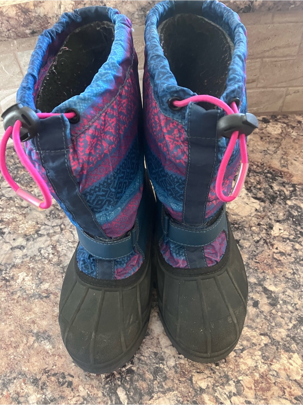 Columbia Kids Black with Pink Fleck Kids Waterproof  Winter Boots
